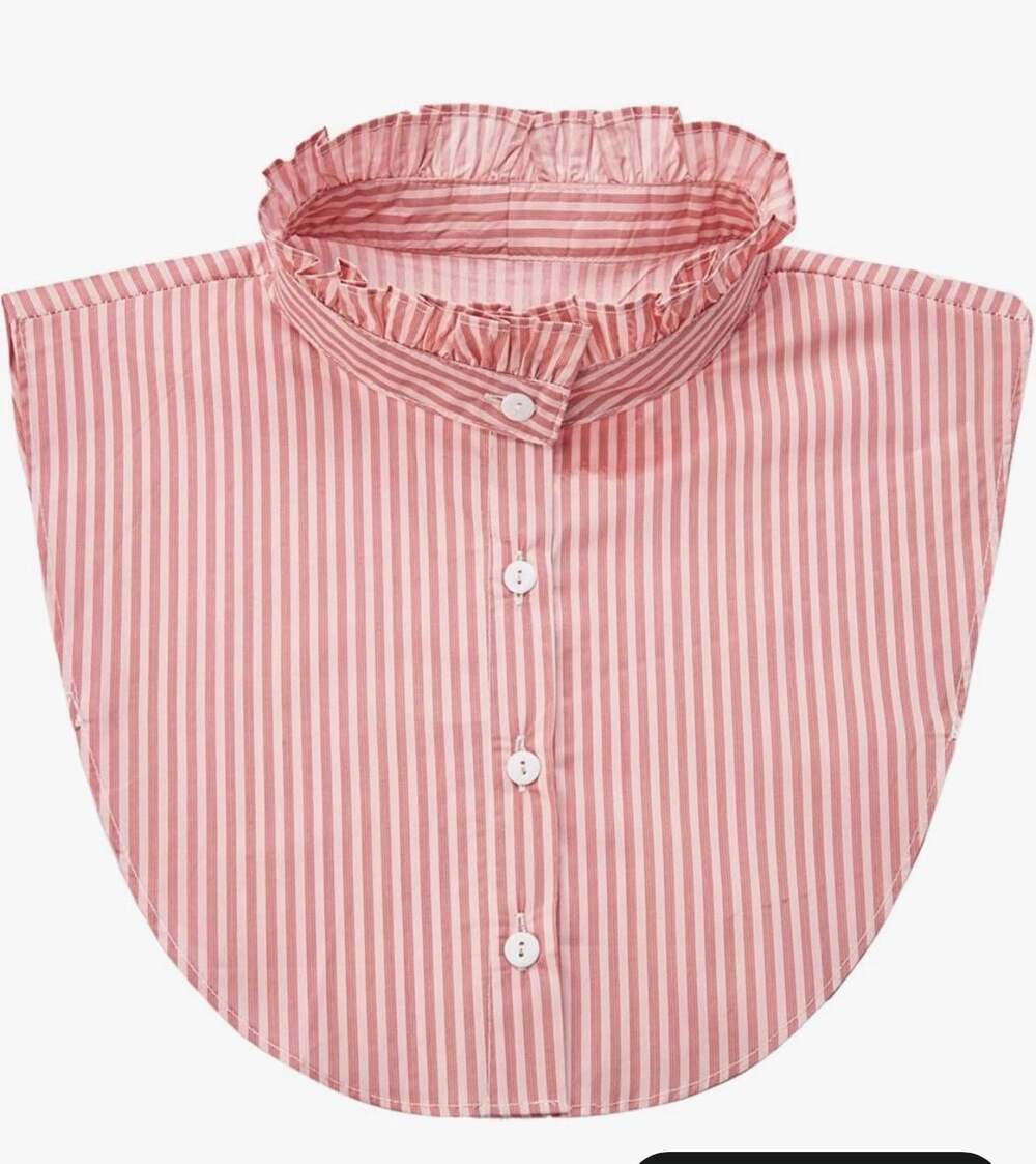 NIDMIDO Women Ruffle Mock Neck Detachable Striped Half Blouse Fake Collar